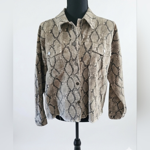 She + Sky Jackets & Blazers - She + Sky Snake Print Jacket - Tan and Black